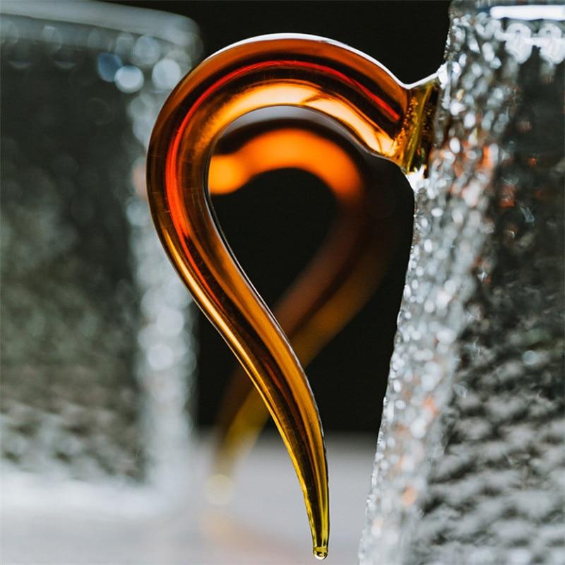 Термостойкий стеклянный чайник с ручкой и 3D чашка с цветком сливы, прозрачная посуда для напитков с узором молотка