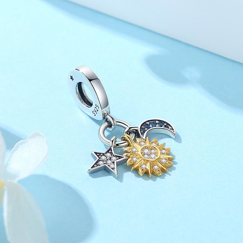 925 Silver Charm Love Star Moon Sun Spaceman Beads Charms Fit Exquisite Bracelets Necklaces Jewelry For Women