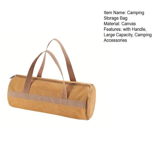 Outdoor Camping Tools Bag with Handle, Tent Stake Peg Rope Storage Pouch, Waterproof Canvas Hiking Gear Organizer Tote with Zipper