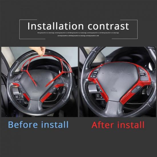 Red Carbon Fiber Steering Wheel Cover Trim Sticker For Infiniti G37 G35 07-2013