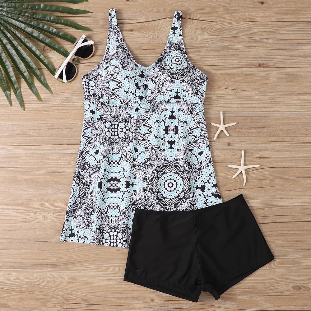 Женский сексуальный тонкий купальник с бретельками и разрезом на бретельках плюс размер купальника (Набор из двух частей)