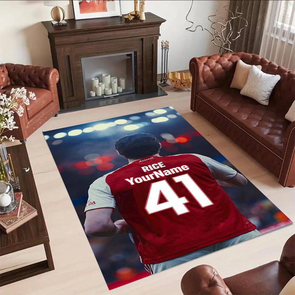 Arsenal Customize Your Name Floor Rug Office Rug Design for Outdoor Balcony Foyer Playrooms Anti-slip Rug Anime Office Decor