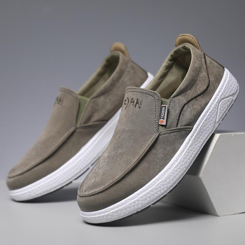 Spring new canvas shoes men's fashion versatile casual soft-soled lazy shoes breathable simple men's shoes
