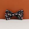 Black Floral Cotton Breathable Dog Harness And Leash Set Bowtie Pet Collar Leads Custom Name Pet Necklace
