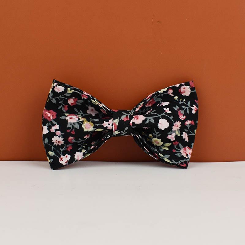 Black Floral Cotton Breathable Dog Harness And Leash Set Bowtie Pet Collar Leads Custom Name Pet Necklace