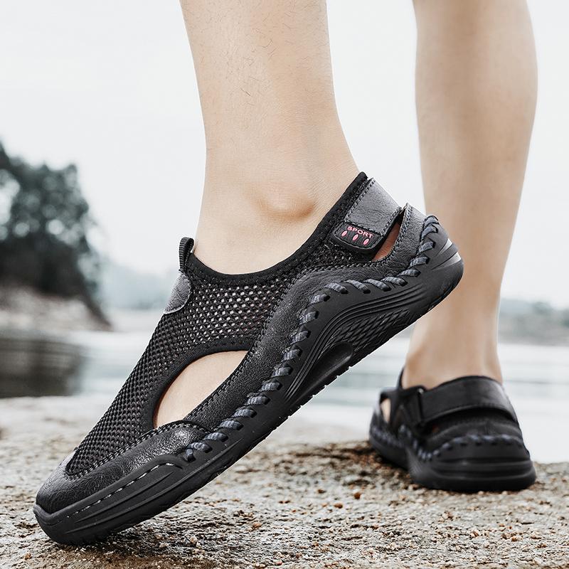 Men Sandals Black Gladiator Sandals Outdoor Summer Green Roman Sandals Sport Beach Shoes Plus Size Close Toe