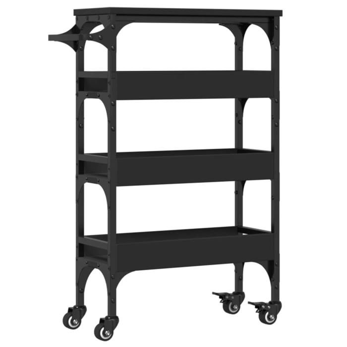 VidaXL Kitchen Trolley, Storage Shelf, Service Cart with Wheels, Home Organizer, Black Wood 842351