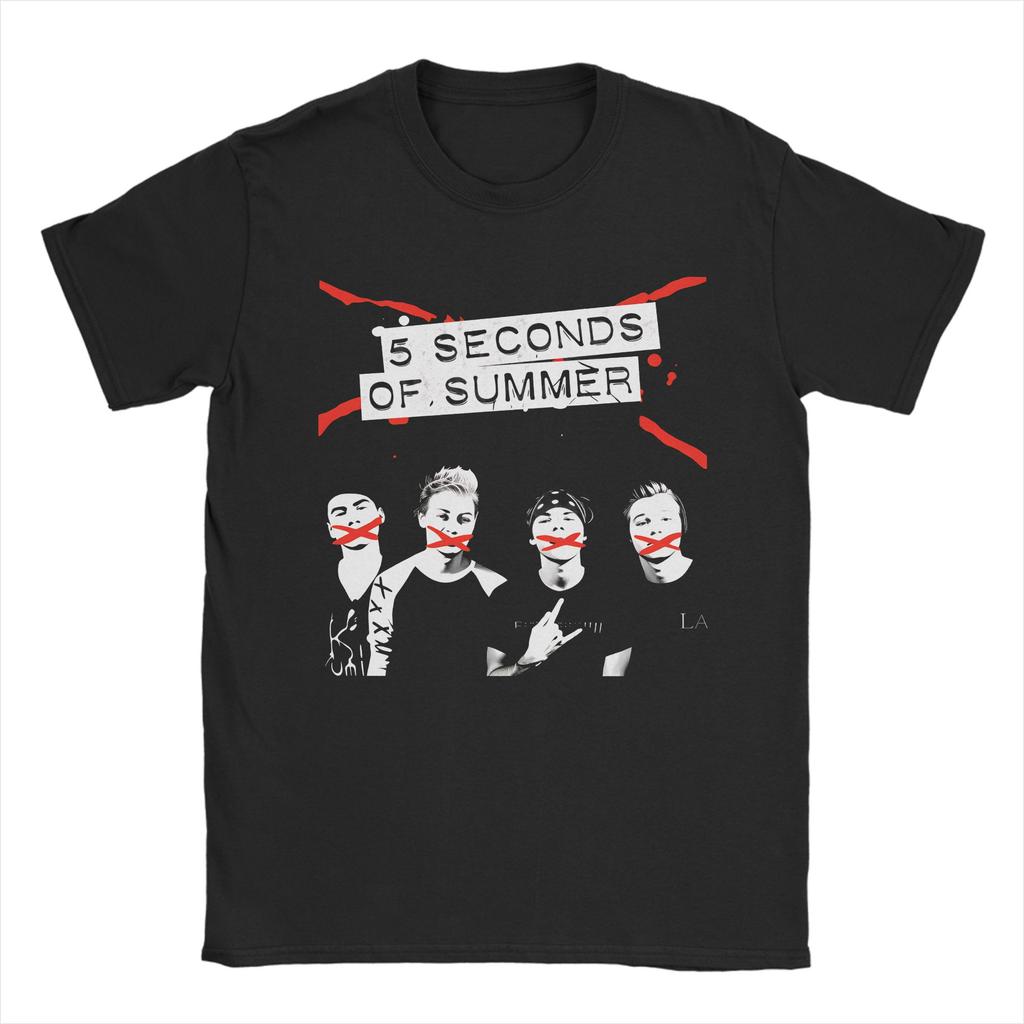 5 Seconds of Summer 5SOS T Shirts Men Cotton Humorous TShirt Round Collar Tees Short Sleeve Clothes Plus Size