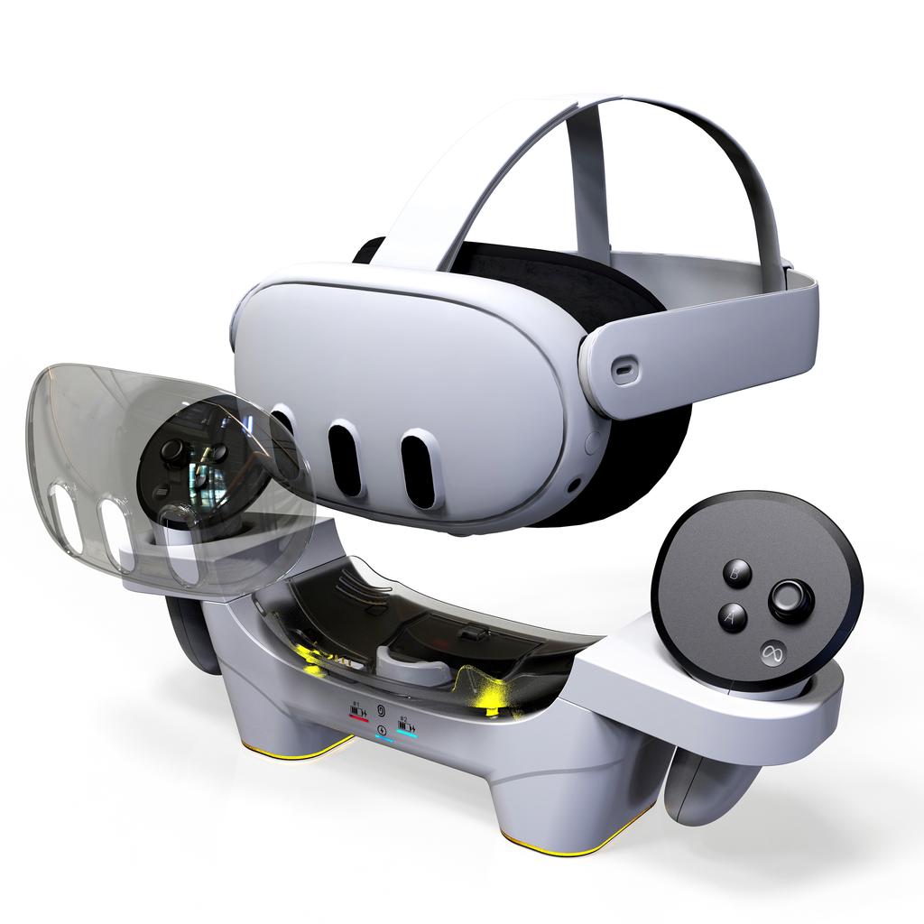 Зарядная док-станция для Meta Quest 3 с 4 аккумуляторами, зарядная станция VR со светодиодной подсветкой для Oculus Quest 3 DZ803