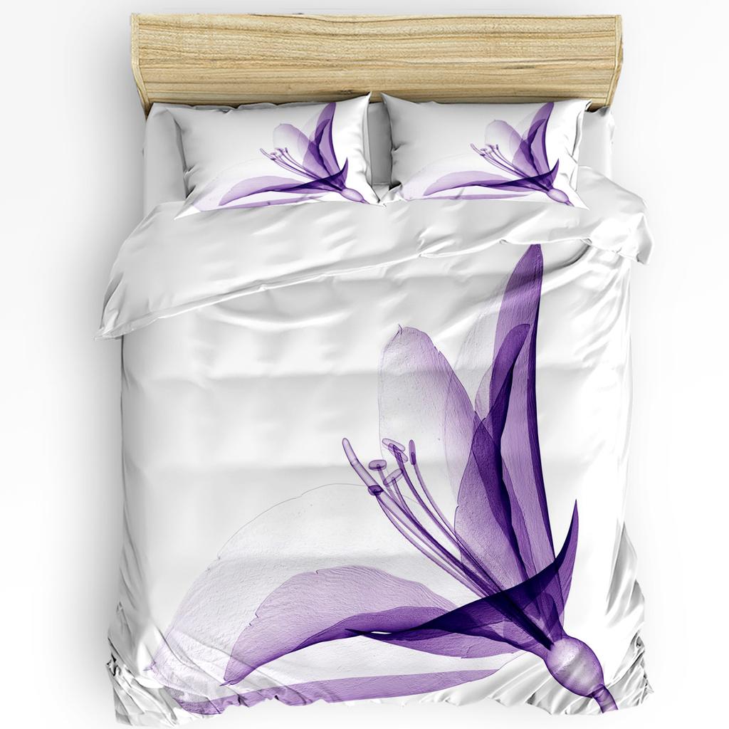 Purple Lavender Green Leaves Plant Flower Duvet Cover Bed Bedding Set Home Quilt Cover Pillowcases Bedroom Bedding Set No Sheet