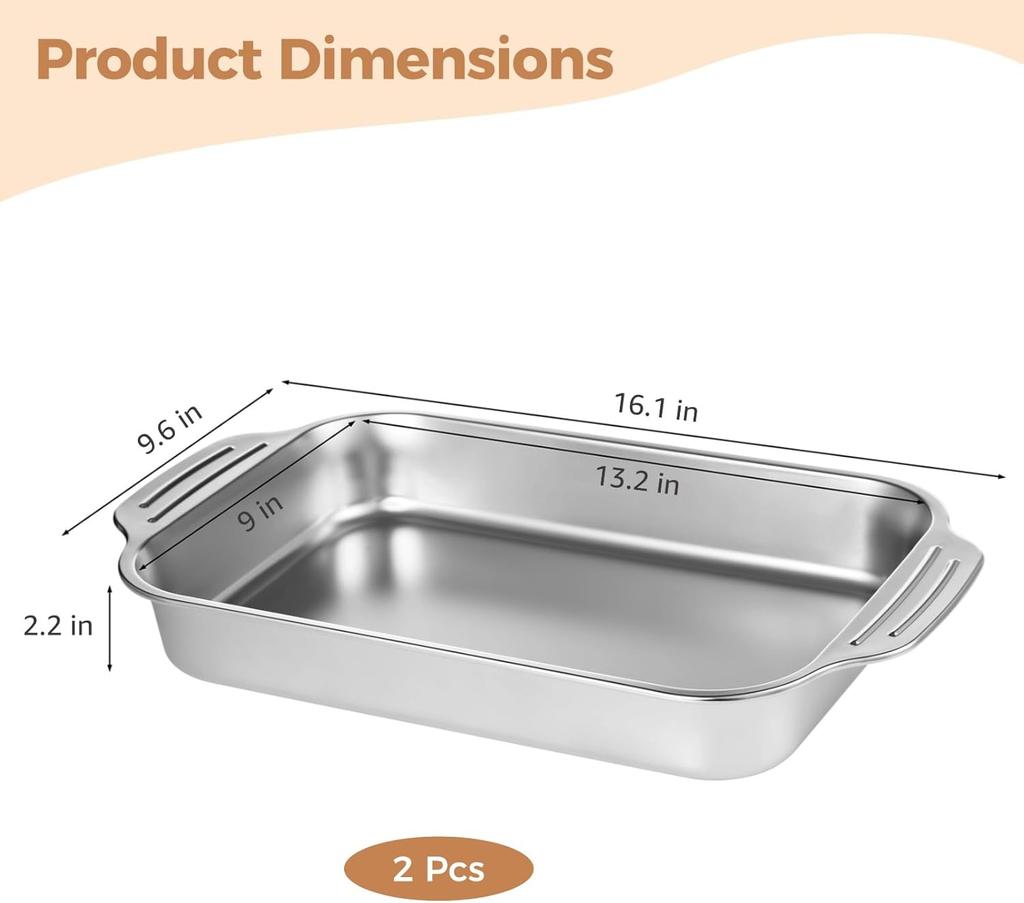 Набор антипригарной посуды для выпечки с ручками, листы для печенья/противни из нержавеющей стали с антипригарным покрытием, нетоксичные и здоровые, зеркальная полировка и не ржавеют