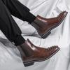 Мужские мотоциклетные ботинки Wingtip Dress Punk Leather Chelsea Boots Rivet Tuxedo Street Style Shoes Plus Size