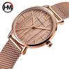 Wood Grain Walnut Japan Quartz Movement Ladies Watches Luxury Brand Mesh Band Waterproof Women Wrist Watches