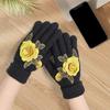 Soft Winter Gloves Embroidered Flower All Finger Gloves Knitted Gloves Outdoor Cycling Driving
