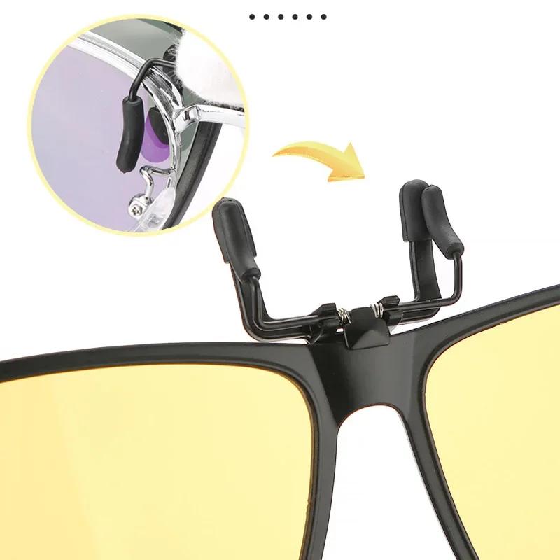 New Retro Clip-On Sunglasses TR90 Night Vision Driving Sunglasses with Sunshade Lens Stylish Eyewear