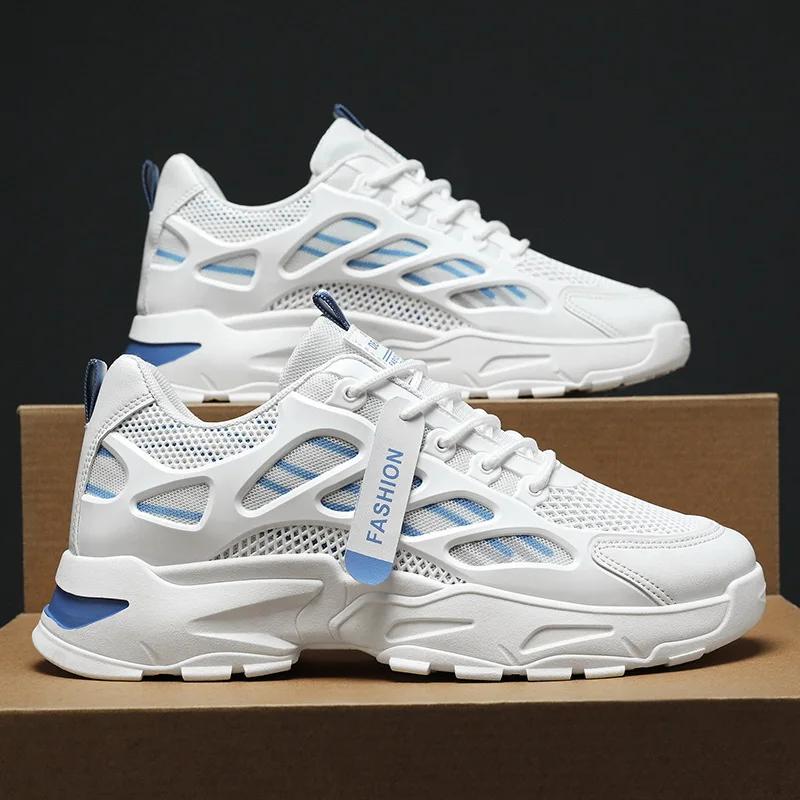 Модные мужские дышащие спортивные повседневные сетчатые кроссовки летние мягкие подошвы противоскользящие кроссовки для бега на открытом воздухе студенческая модная городская обувь