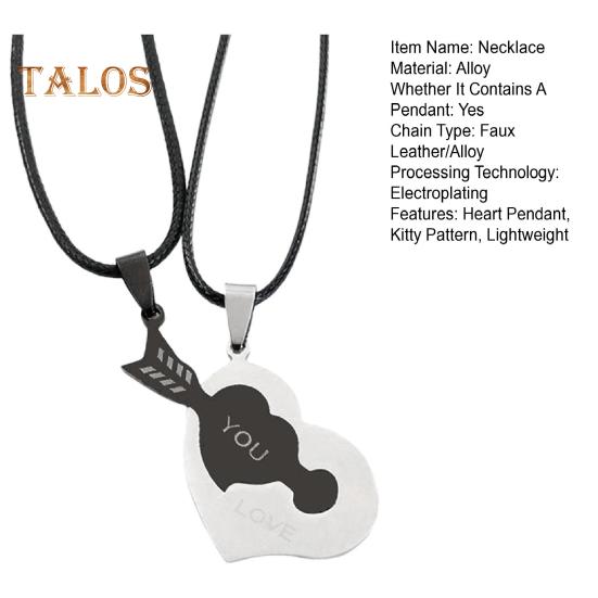 1 пара парных ожерелий с подвеской в виде сердца и символом любви из гальванического сплава, подарок на годовщину ко Дню святого Валентина, украшения на шею