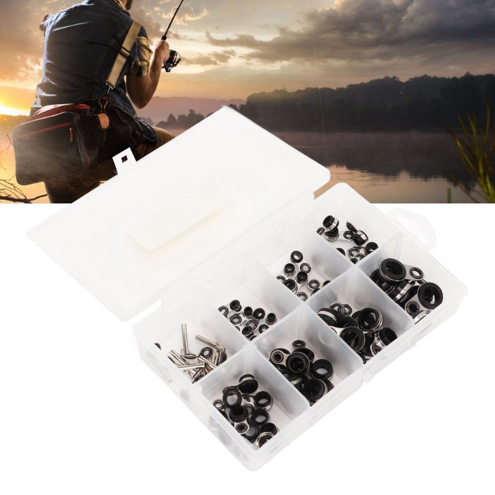 80PCS Ceramic Insert Fishing Rod Guide Kit Rod Guide Repair Kit for Telescopic Rod Repair