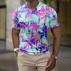 Мужская летняя рубашка для гольфа с принтом «Гавайи», с короткими рукавами, повседневная модная рубашка для мужчин