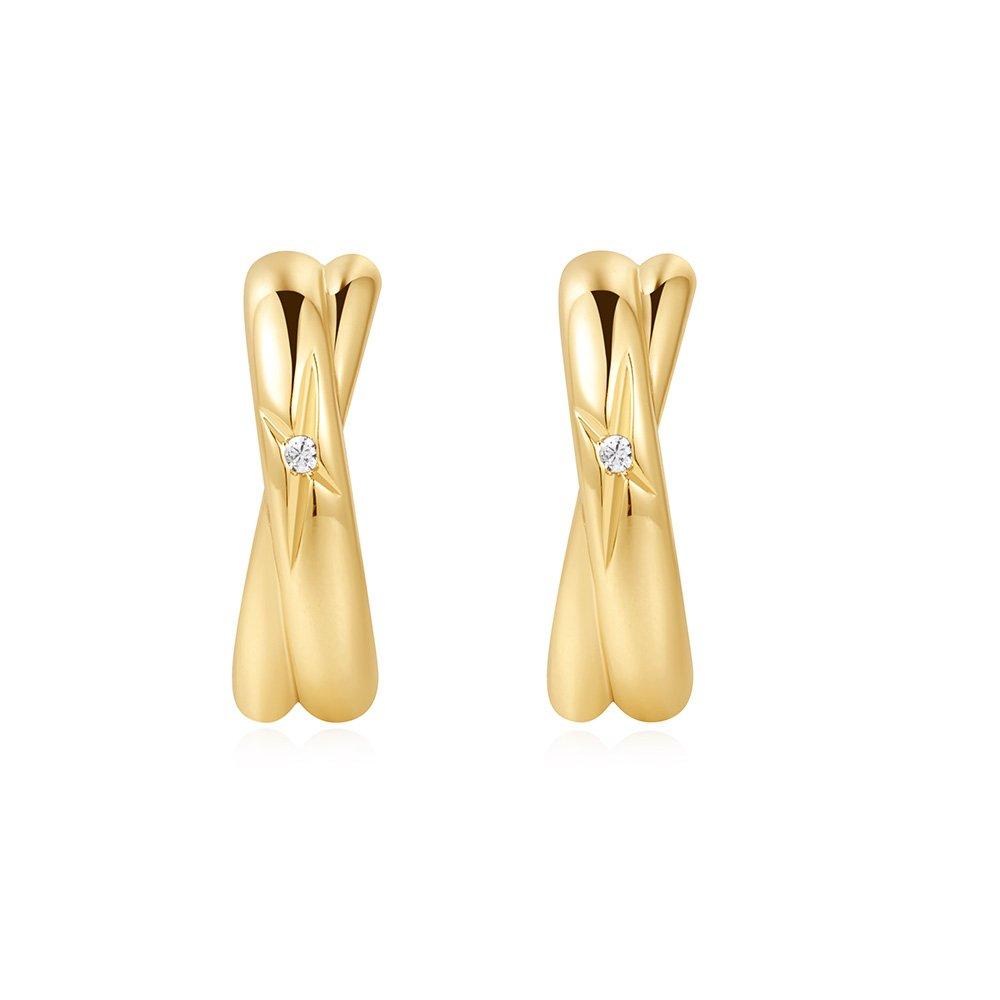 Gold Cross Duo 925 Silver Ring Earrings E061-16G