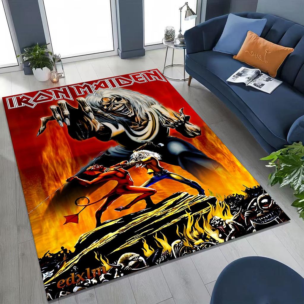 3D I-Iron-Maidens Music Band Art Carpet Rug for Bedroom Living Room Sofa Home Doormat Decor,Large Kids Non-slip Floor Mat