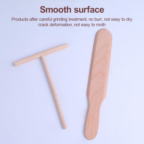 1 Set Pancake Spatula Non-stick Wooden Crepe Spreader Durable Convenient Pancake Tool for Home Kitchen
