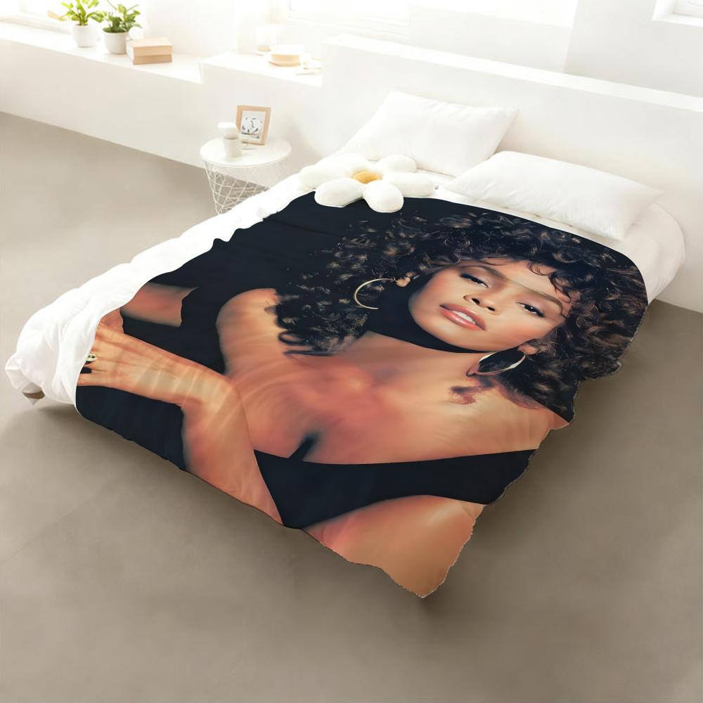Фланелевое одеяло Whitney Houston Throw: Мягкий, безопасный для детей, теплый, антистатический, для всех сезонов, моющийся, диван, кровать, дом