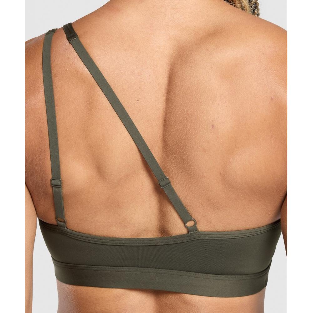 Gymshark Спортивный бюстгальтер на одно плечо, утяжеленный, зеленый B8a5y Ecrv