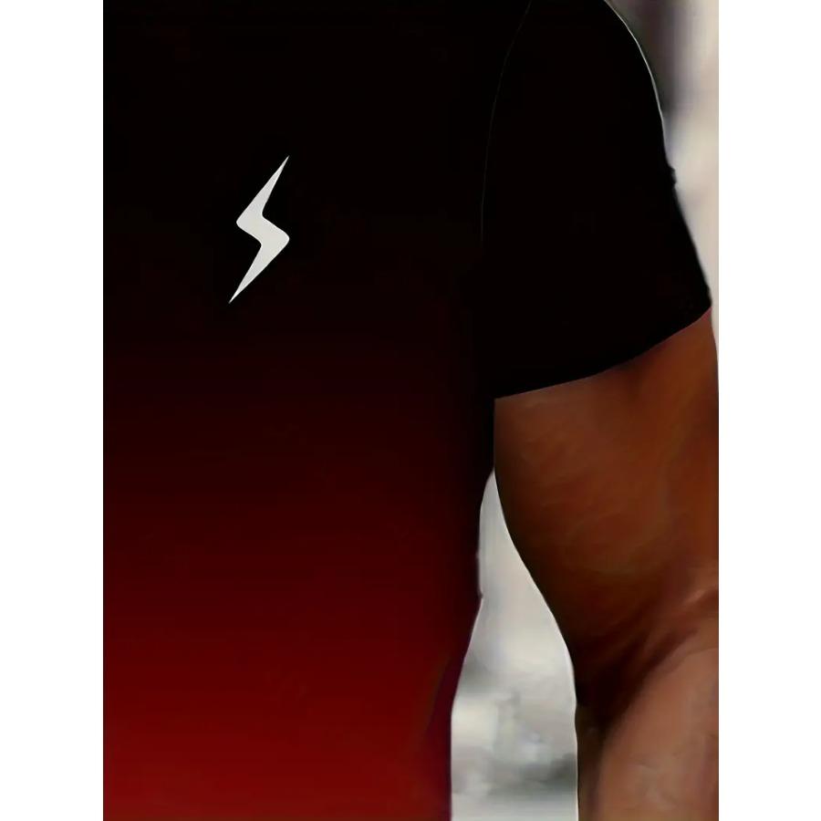 Футболка мужская с графическим принтом ярких градиентных цветов - футболка с коротким рукавом и круглым вырезом из удобной ткани