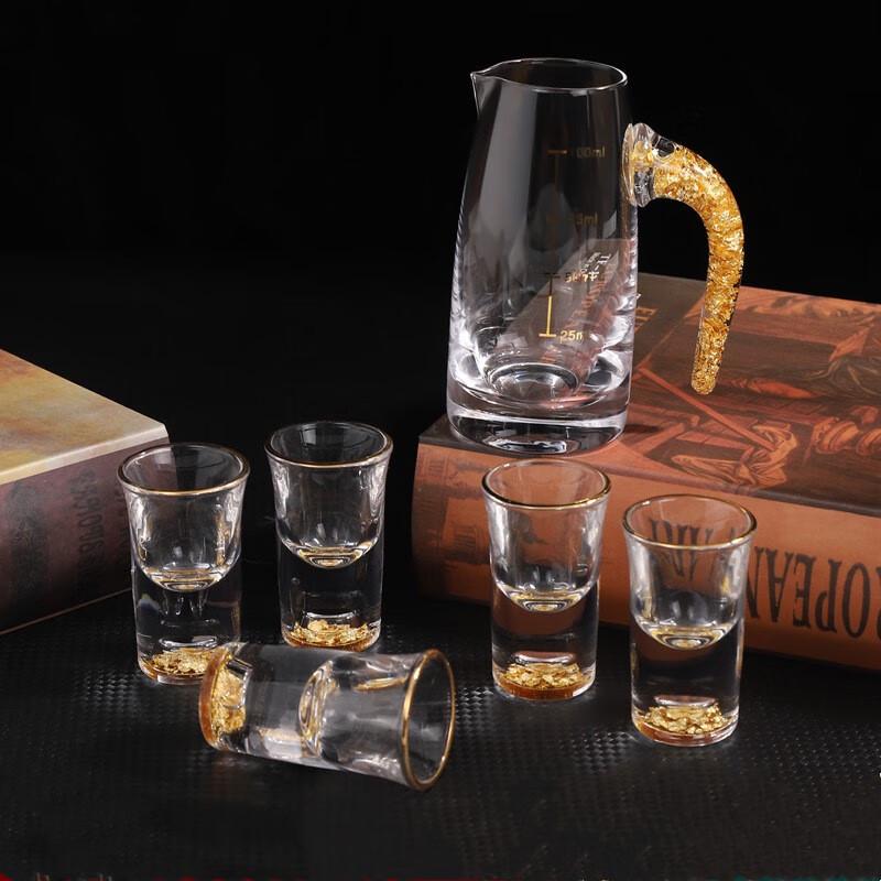 Jinshan Gold Foil Glass Spirit Set (1 Carafe + 10 Cups)