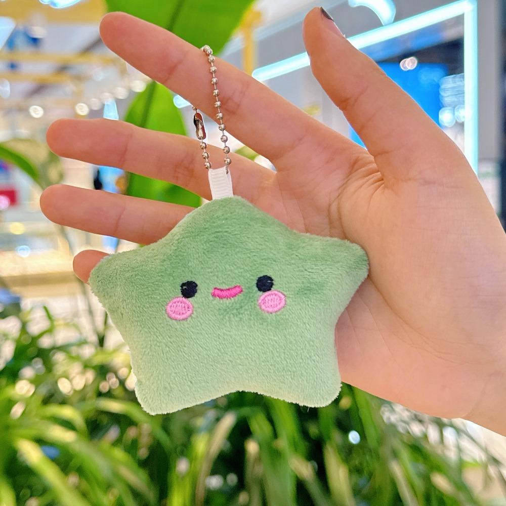 Fluffy Fur Smile Stars Plush Keyring Pom Pom Starfish Smile Stars Backpack Pendant  Wedding Gifts