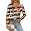 Long Sleeve Shirts For Women Cute Print Graphic Tees Blouses Dressy Casual Blouses Pleated Scooped Neck Tunic Tops Halloween