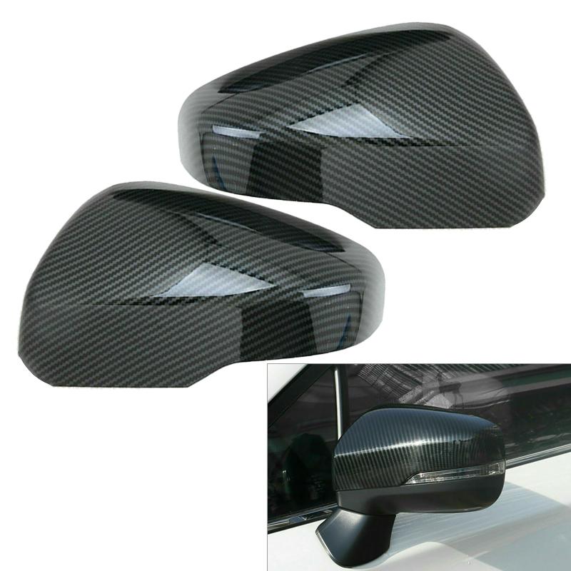 1 Pair Car Side Rear View Mirror Cover Cap Fit for Subaru Crosstrek XV Forester Impreza Black Carbon Fiber Texture Plastic