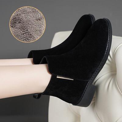 2025 новые ботинки Мартин на плоской подошве кожаные на среднем каблуке толстый каблук матовая кожа британский стиль Челси тонкие женские короткие ботинки