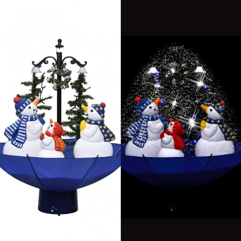 Día y Noche - Día y Noche Árbol de Navidad con nieve con base de paraguas PVC azul 75 cm
