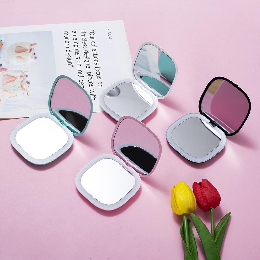 LED Light Portable Folding Mirror, Magnifying Handheld Compact, Internet-Famous Model