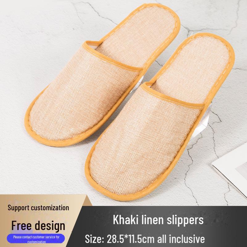 Четырехсезонные нескользящие тапочки из хлопка и льна для отелей и салонов красоты