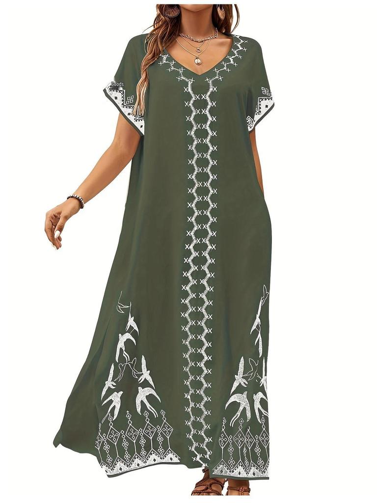2025 Ethnic Beach Vacation Short-Sleeve Arabic Robe Dress
