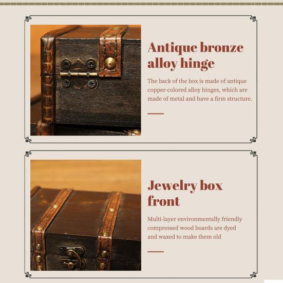 Шкатулка для драгоценностей большой емкости в стиле ретро, ​​деревянный браслет, зажим для волос, брелок для стола