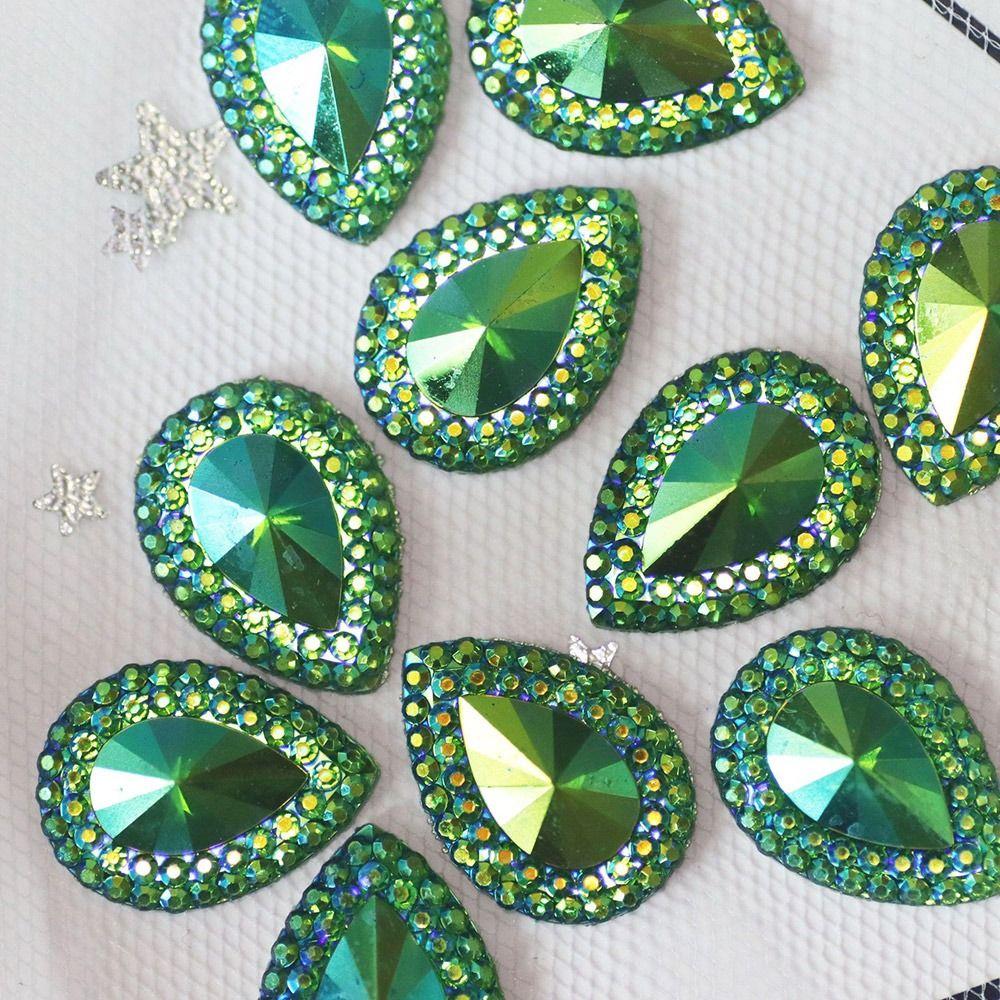 Аппликация ручной работы с плоской задней частью, хрустальные камни, блестящие капли воды, горный хрусталь AB, красочный орнамент из смолы