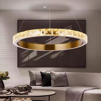 Новая хрустальная люстра Ring Lamp Современная минималистичная креативная роскошная люстра для спальни для столовой Светодиодные хрустальные подвесные светильники