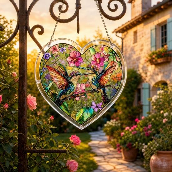 yangyizhi Suncatcher Puzzle Pendant, Durable Acrylic Window Hanging, with 3D Pattern, Stained Glass Effect Waterproof Decorative Ornament, for