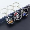 Wheel Hub Car Key Chain Fidget Toy Car Tire Brake Disc Keychain Gadget Keyring Bags Pendant 3D Alloy Model Gift Decor