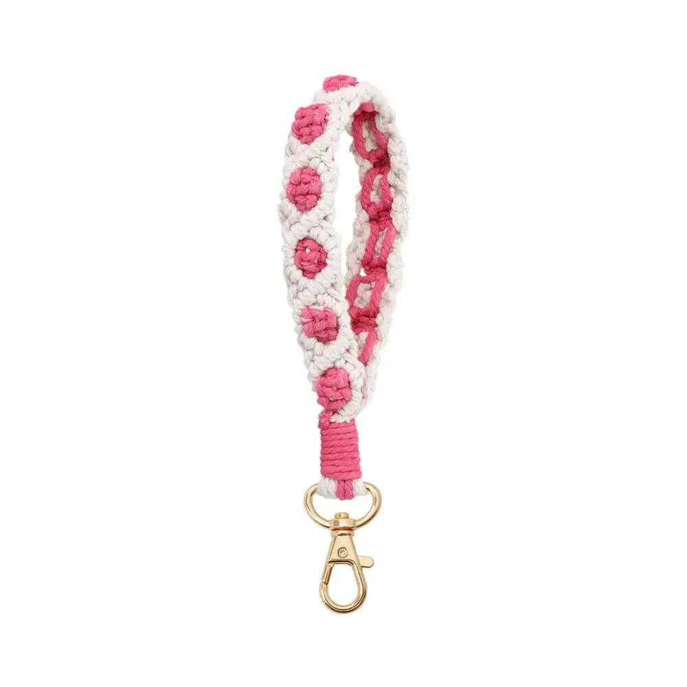 1pc Daisy Flower Key Chain Ins Explosive Style High-End Diy Hand-Woven Wrist Key Ring Bohemian Style Car Keychain Bag Pendant