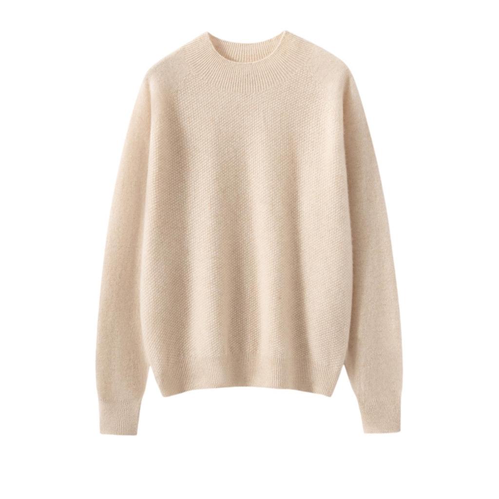 Women's Pure Cashmere Half-High Neck Sweater - Versatile Long Sleeve Knit Pullover