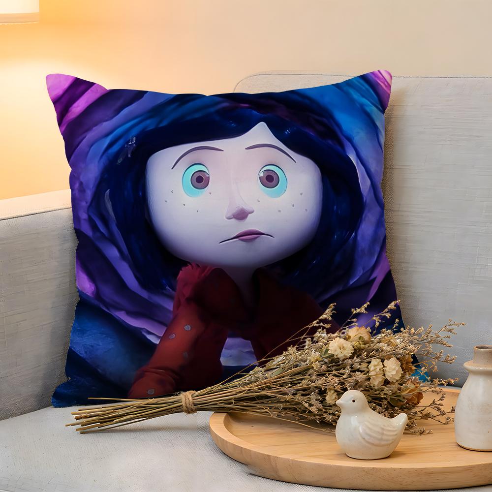 Cushion Cover Linen SkinFriendly Soft Decorative Case For Sofa Home Decor CCoraline Anime Pillow cover