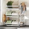 3 TierDish Drying Rack Dish Drying with Tray Utensil Holder,with Cutting Board Tray for Kitchen Counter Organizer Storage