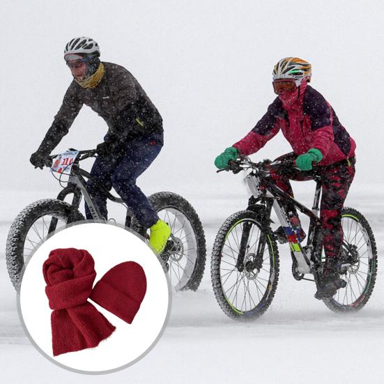 2Pcs/Set Hat Scarf Set Thermal Lined Double-Layer Design Knitted Long Scarf Hat Set Unisex Winter Outdoor Sports Wear