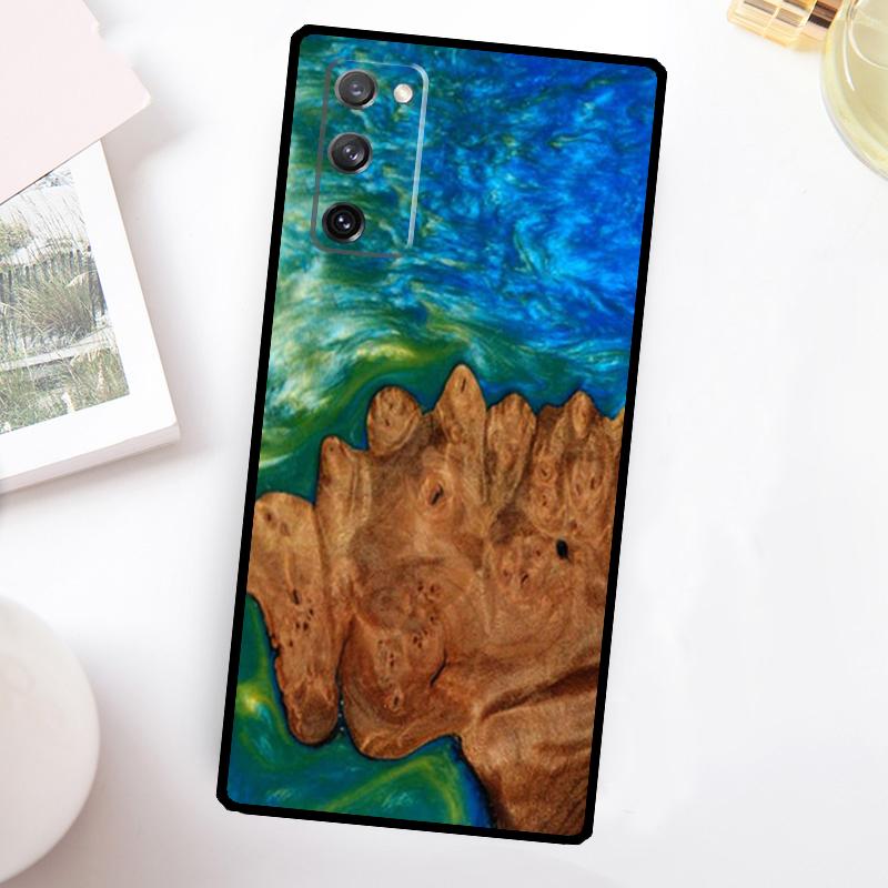 Гибридный чехол для телефона из дерева и смолы для Samsung Galaxy S23 S24 Ultra S22 S20 S21 FE Note 20 10 S8 S9 S10 Plus