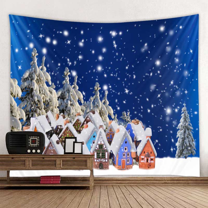 Рождественские украшения гобелен Санта-Клаус снежная сцена настенный подвесной хиппи фантазия сцена фон ткань богемное украшение дома